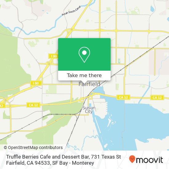 Mapa de Truffle Berries Cafe and Dessert Bar, 731 Texas St Fairfield, CA 94533
