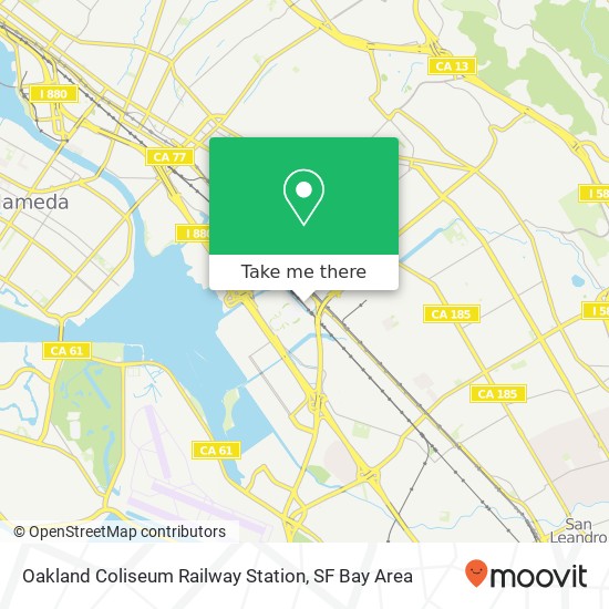 Mapa de Oakland Coliseum Railway Station