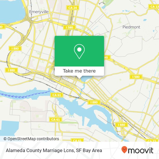 Alameda County Marriage Lcns map
