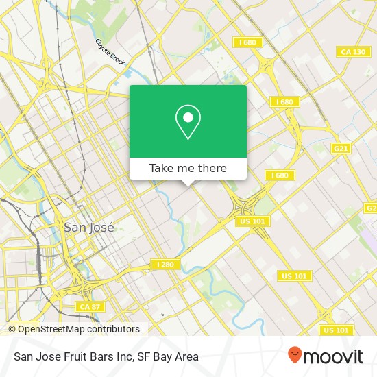 Mapa de San Jose Fruit Bars Inc