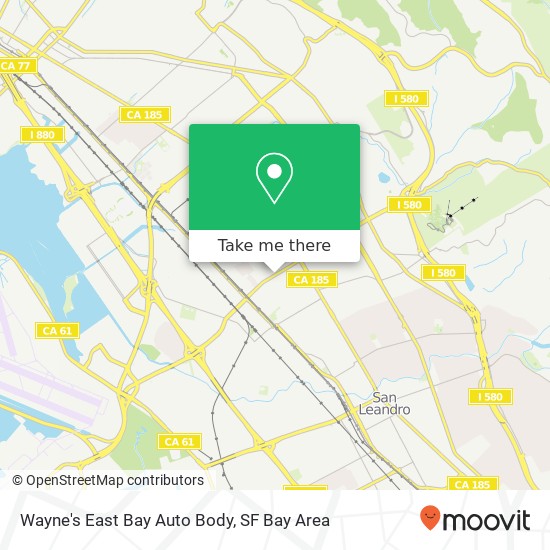 Wayne's East Bay Auto Body map