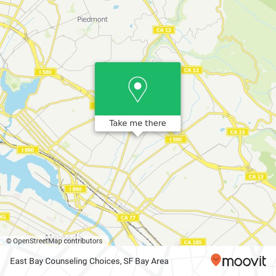 East Bay Counseling Choices map