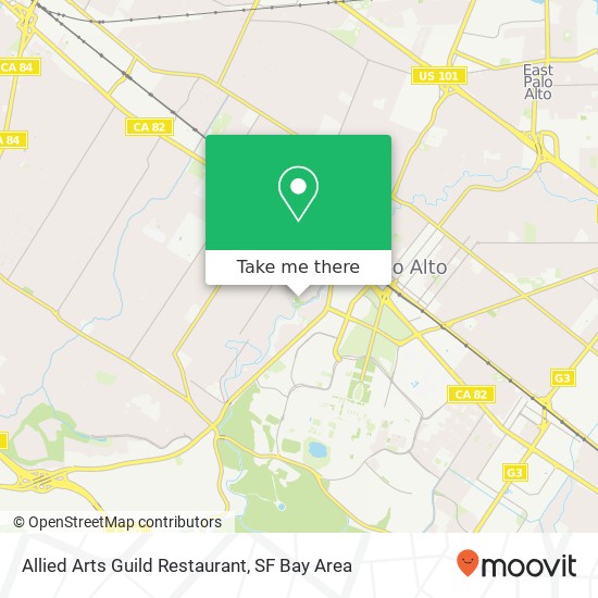 Mapa de Allied Arts Guild Restaurant