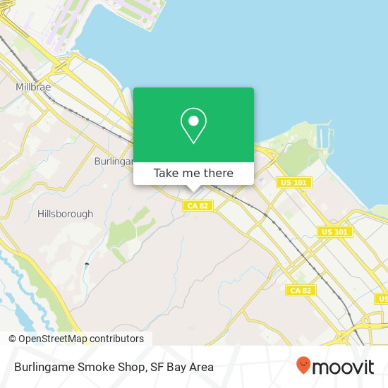 Mapa de Burlingame Smoke Shop