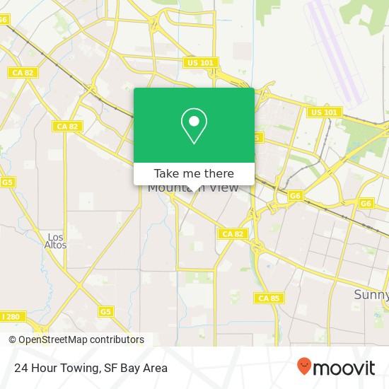 24 Hour Towing map