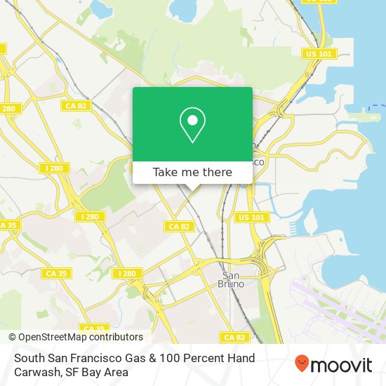 Mapa de South San Francisco Gas & 100 Percent Hand Carwash