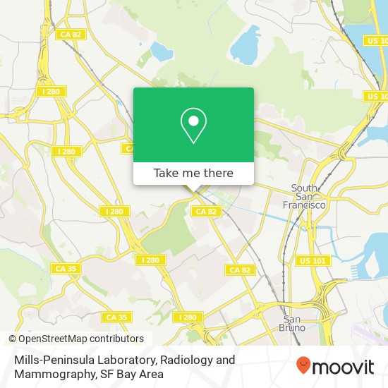 Mills-Peninsula Laboratory, Radiology and Mammography map