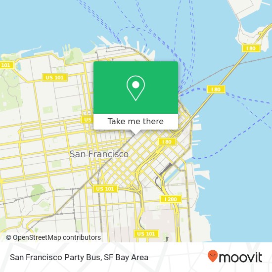 San Francisco Party Bus map