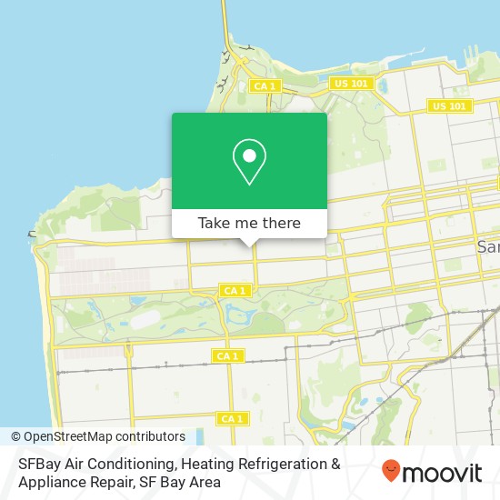 SFBay Air Conditioning, Heating Refrigeration & Appliance Repair map