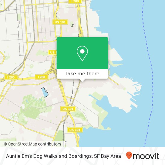 Auntie Em's Dog Walks and Boardings map