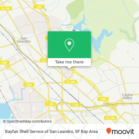 Mapa de Bayfair Shell Service of San Leandro