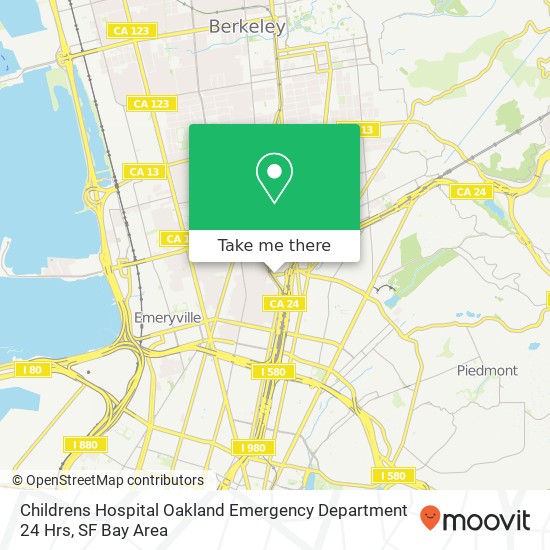 Childrens Hospital Oakland Emergency Department 24 Hrs map