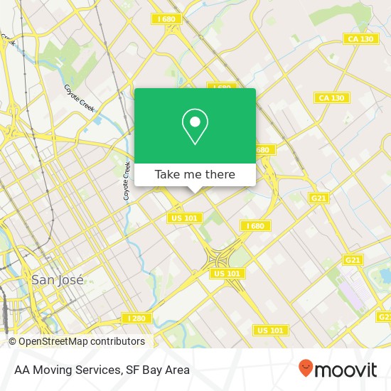 AA Moving Services map