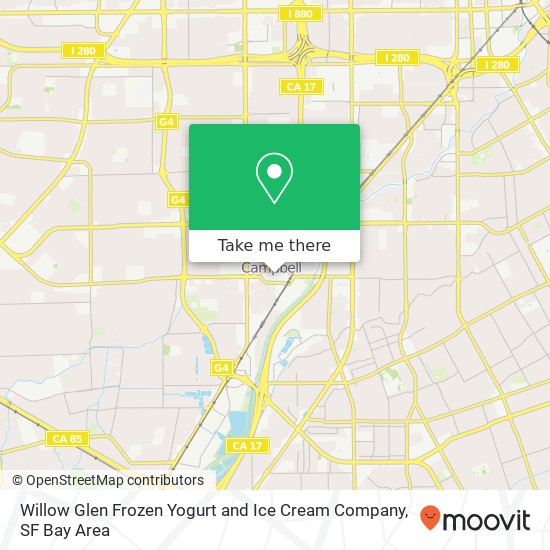 Willow Glen Frozen Yogurt and Ice Cream Company map