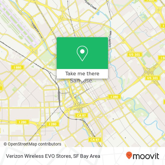 Verizon Wireless EVO Stores map