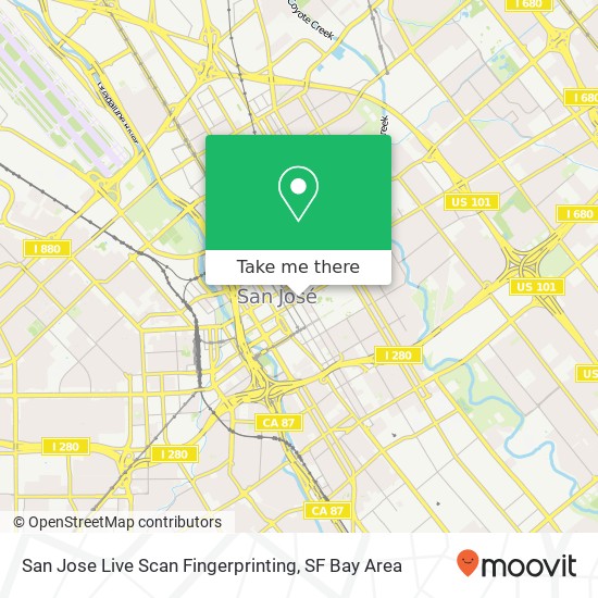 Mapa de San Jose Live Scan Fingerprinting