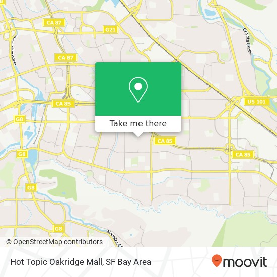Mapa de Hot Topic Oakridge Mall