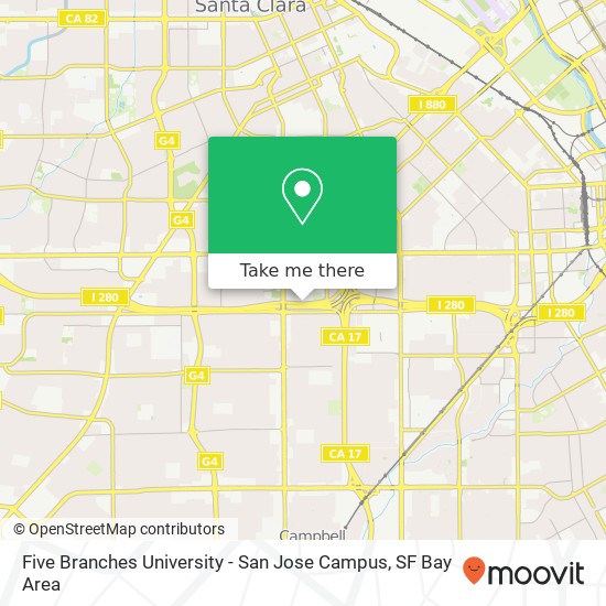 Mapa de Five Branches University - San Jose Campus