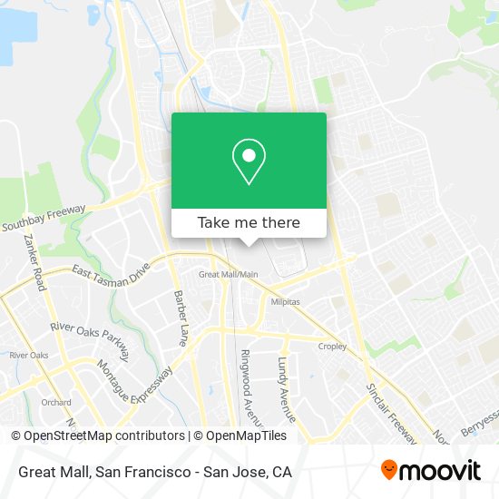 How to get to Great Mall in Milpitas by Bus, Light Rail or Train?