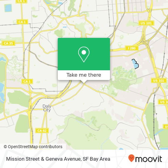 Mission Street & Geneva Avenue map