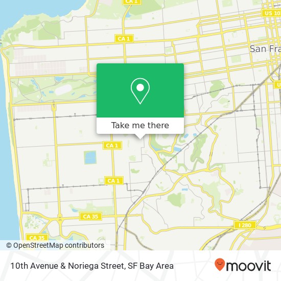 10th Avenue & Noriega Street map