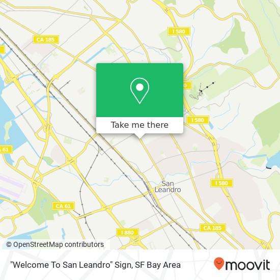"Welcome To San Leandro" Sign map