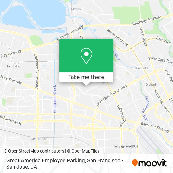 Mapa de Great America Employee Parking