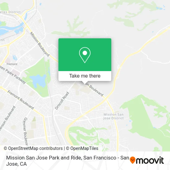Mission San Jose Park and Ride map