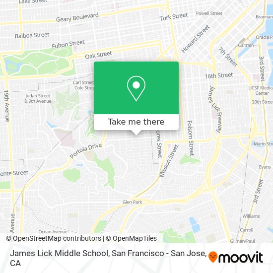 Mapa de James Lick Middle School