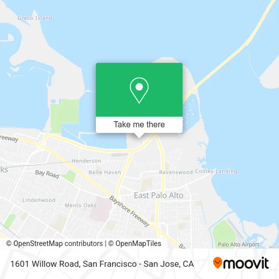 Mapa de 1601 Willow Road
