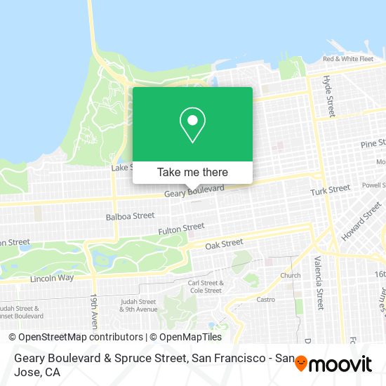 Geary Boulevard & Spruce Street map