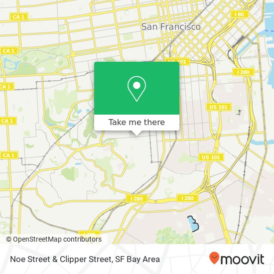 Noe Street & Clipper Street map