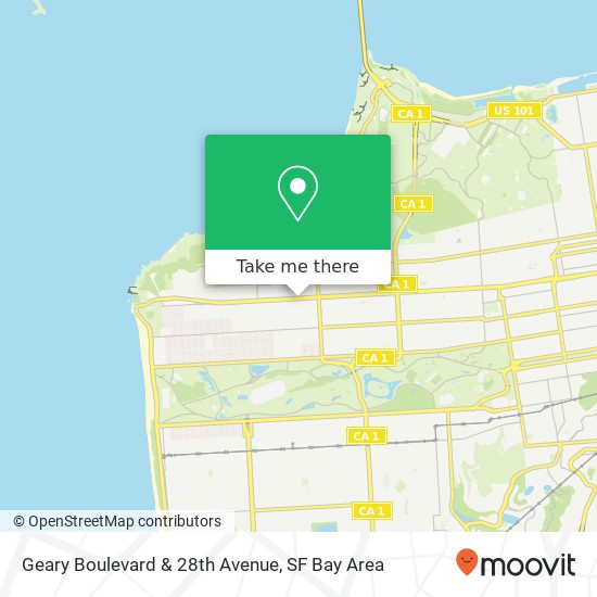 Geary Boulevard & 28th Avenue map