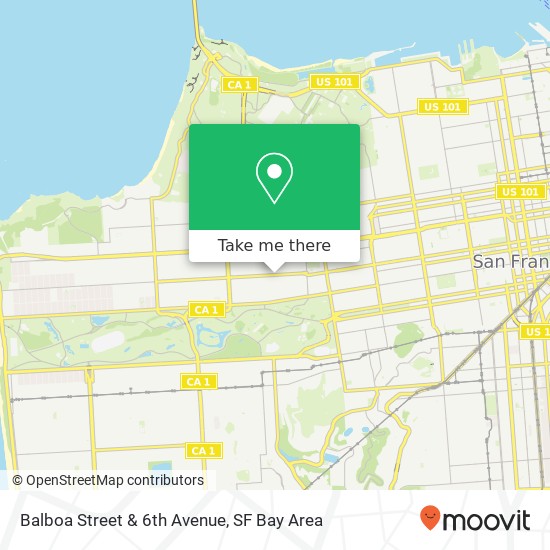 Balboa Street & 6th Avenue map