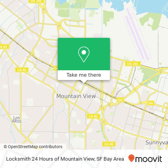 Locksmith 24 Hours of Mountain View map