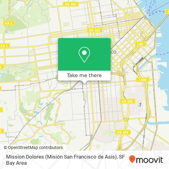 Mapa de Mission Dolores (Misión San Francisco de Asís)