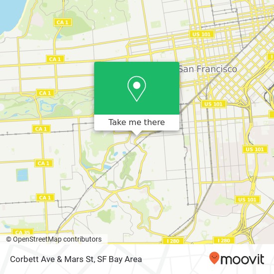 Corbett Ave & Mars St map