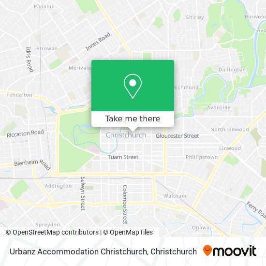 Urbanz Accommodation Christchurch map