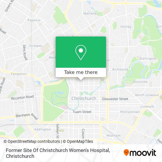 Former Site Of Christchurch Women's Hospital map