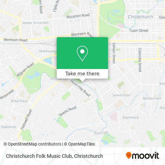 Christchurch Folk Music Club map