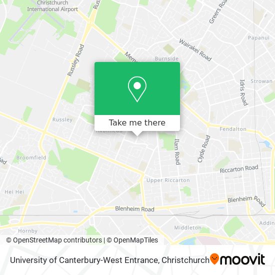 University of Canterbury-West Entrance map