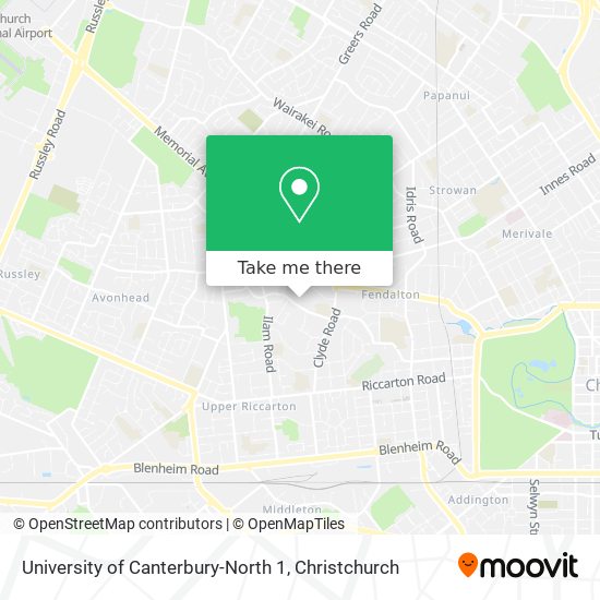 University of Canterbury-North 1 map