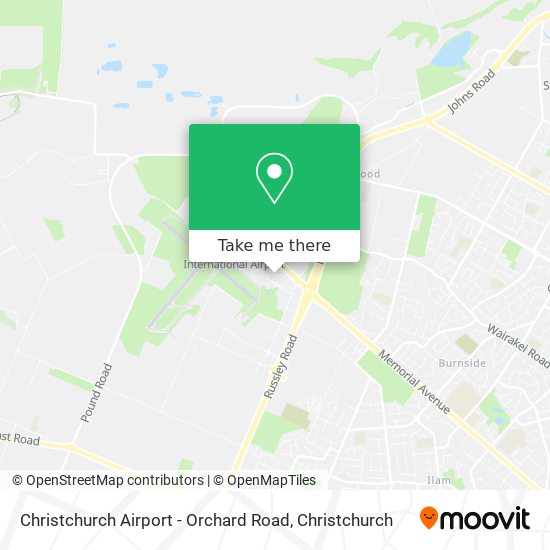 Christchurch Airport - Orchard Road map