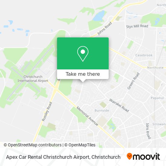 Apex Car Rental Christchurch Airport map