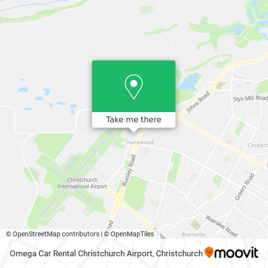 Omega Car Rental Christchurch Airport map