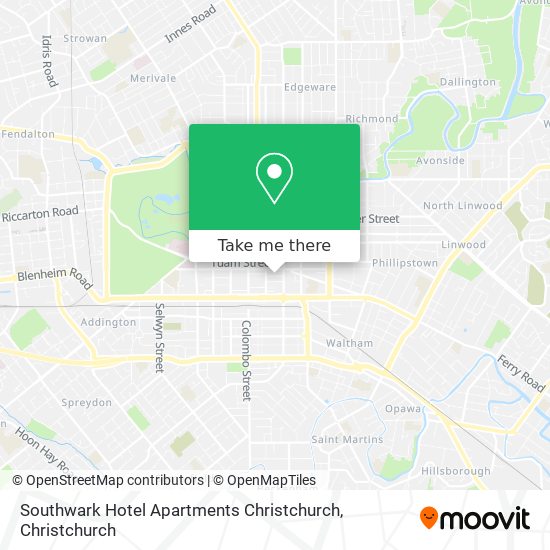 Southwark Hotel Apartments Christchurch map