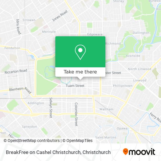 BreakFree on Cashel Christchurch map