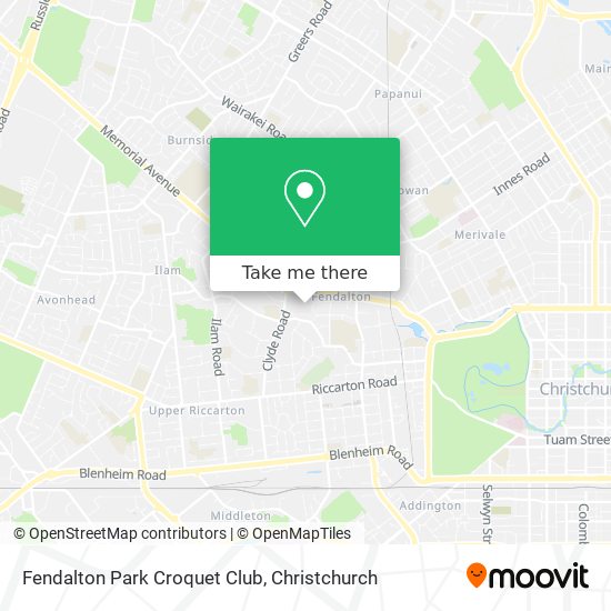 Fendalton Park Croquet Club map