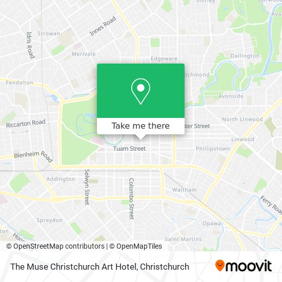 The Muse Christchurch Art Hotel map