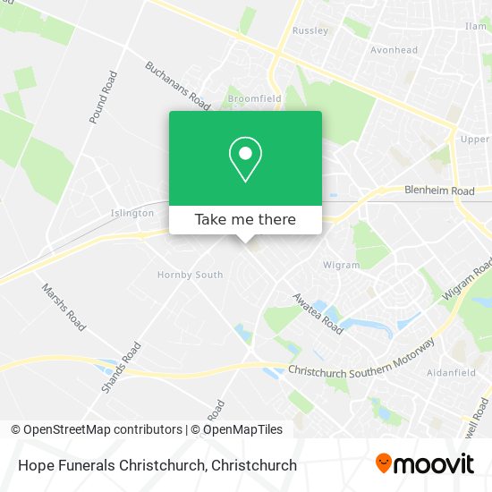 Hope Funerals Christchurch map